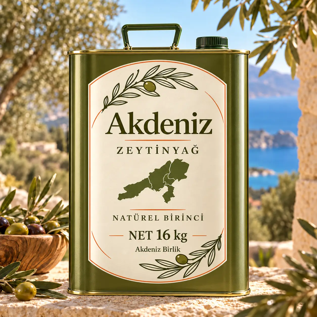 Akdeniz Natürel Birinci Zeytinyağı — Net 16 kg Teneke